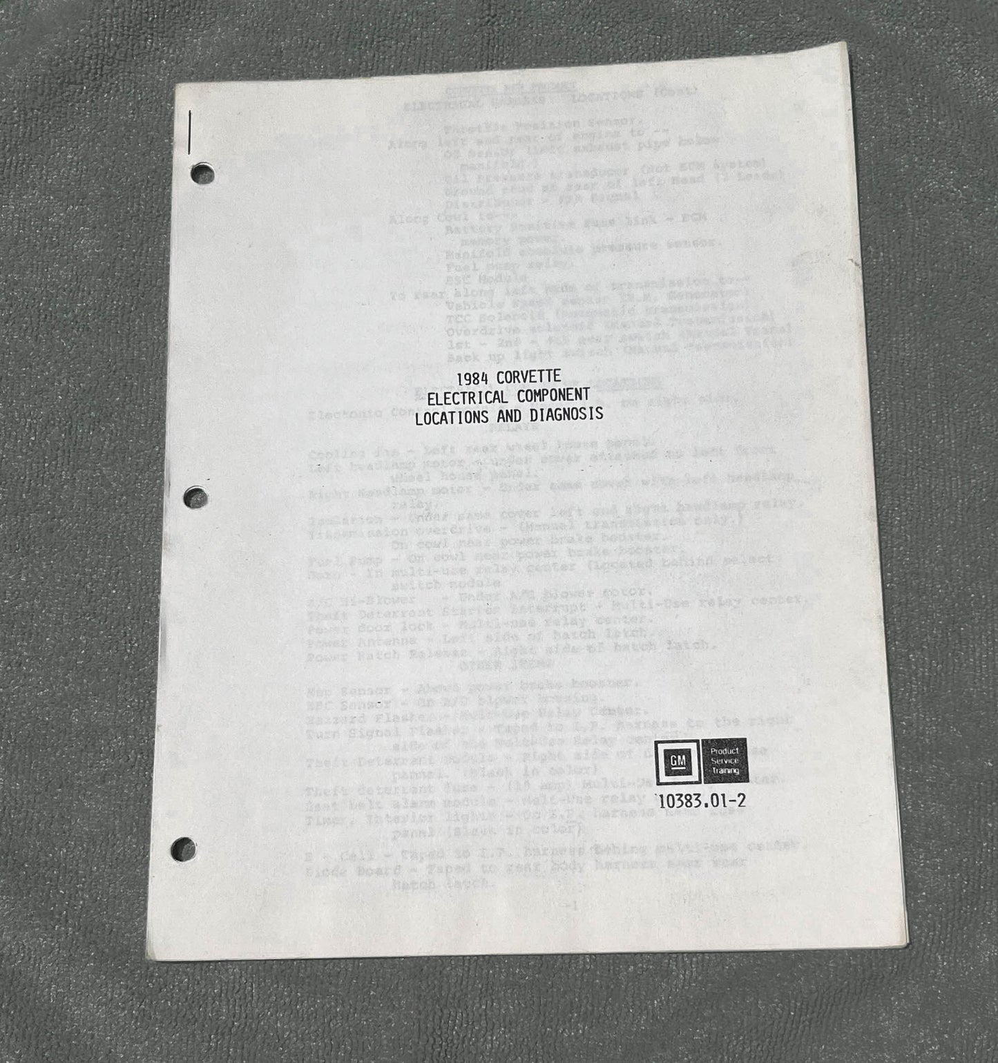 1984 CORVETTE ELECTRICAL COMPONET USED